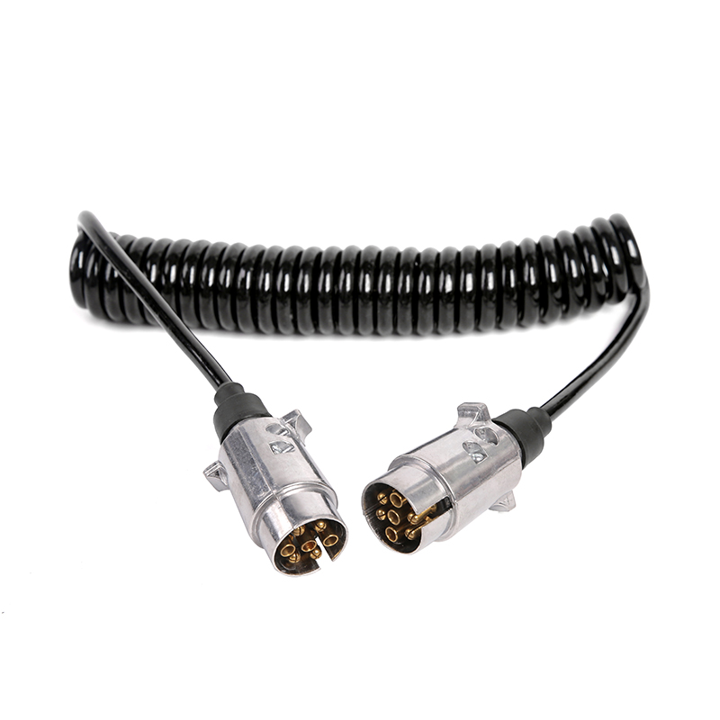 7-polige zwarte PU spiraalspoel, 2 stekkers JH01 5, kabellengte 1m,2m,3m.....JH020-A