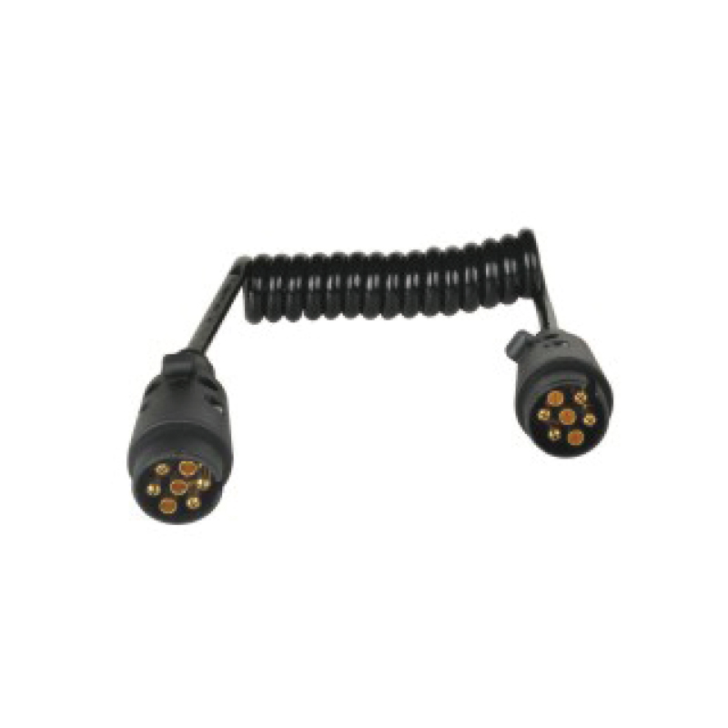 7-polige zwarte PU spiraalspoel, 2 stekkers JH003, kabellengte 1m,2m,3m.....JH020-B