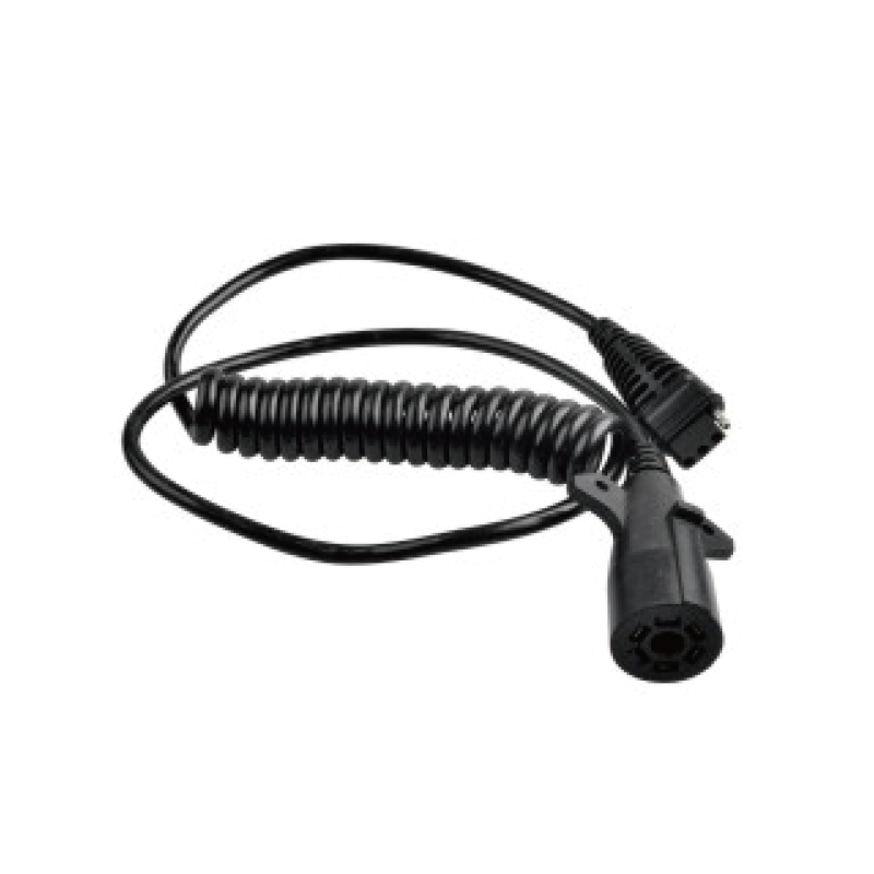 Zwarte 7-polige PU-spiraalspoel met twee plastic stekkers, kabellengte 1 m, 2 m, 3 m..... JH065-A