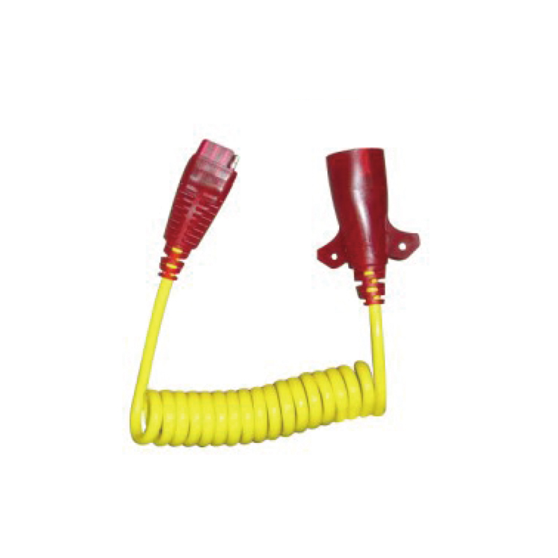 Gele 7-polige PU-spiraalspoel met twee plastic stekkers, kabellengte 1m, 2m, 3m... JH065-B