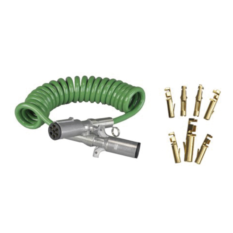 Groene spiraalspoel met twee metalen stekkers 24V, pin-crimp-type; kabellengte 1 m 2 m 3 m.......JH091-B