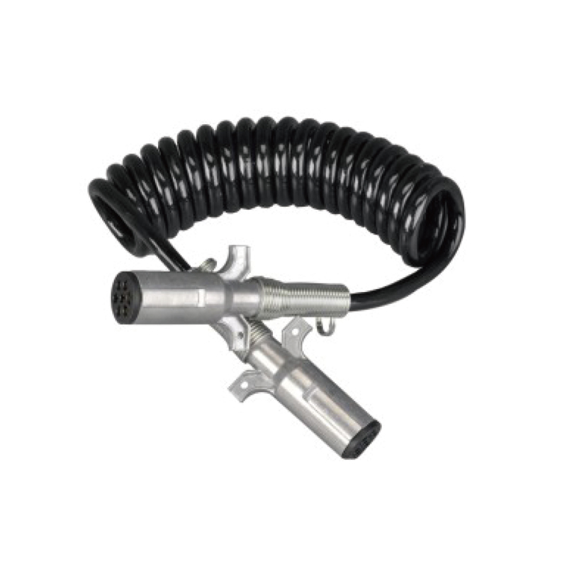 Zwarte spiraalspoel met twee metalen stekkers 24V, penschroeftype; kabellengte 1m 2m 3m.......JH091-C
