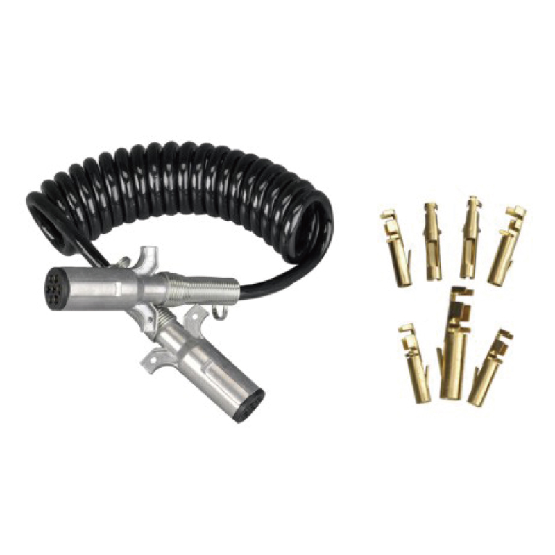 Zwarte spiraalspoel met twee metalen stekkers 24V, pin-crimp-type; kabellengte 1m 2m 3m.......JH091-D