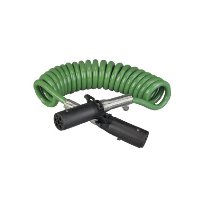 Groene spiraalspoel met twee kunststof stekkers 24V, penschroeftype; kabellengte 1m 2m 3m......JH092-A