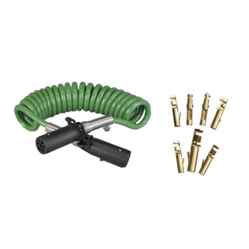 Groene spiraalspoel met twee plastic stekkers 24V, pin-crimp-type; kabellengte 1m 2m 3m......JH092-B