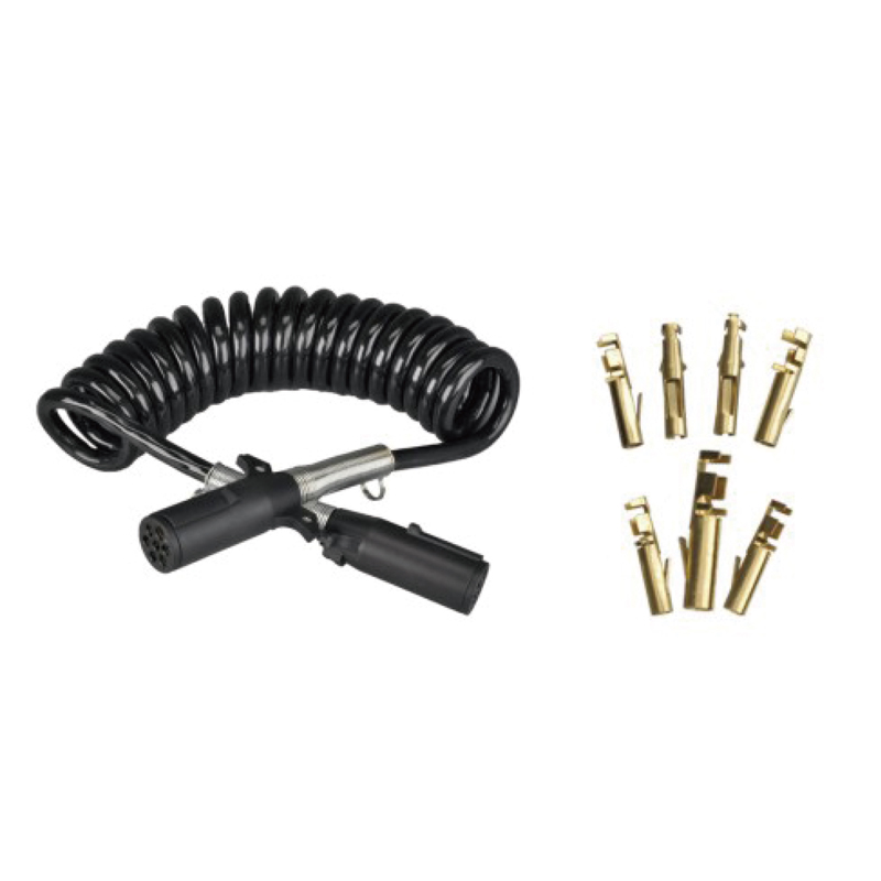 Zwarte spiraalspoel met twee plastic stekkers 24V, pin-crimp-type; kabellengte 1 m 2m 3m.......JH092-D
